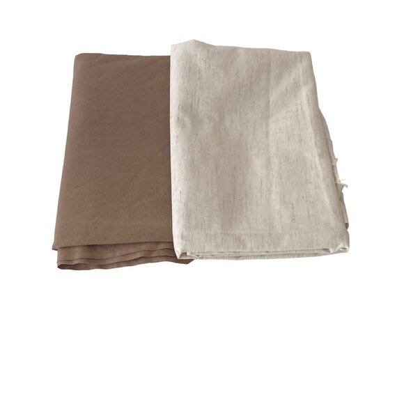 Fabric Ivory Brown Quilting sewing Arts Crafts Remnants VTG - Picture 2 of 11